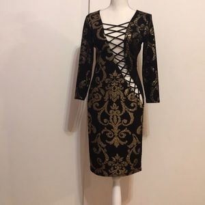WTD Black and Gold long sleeve dress